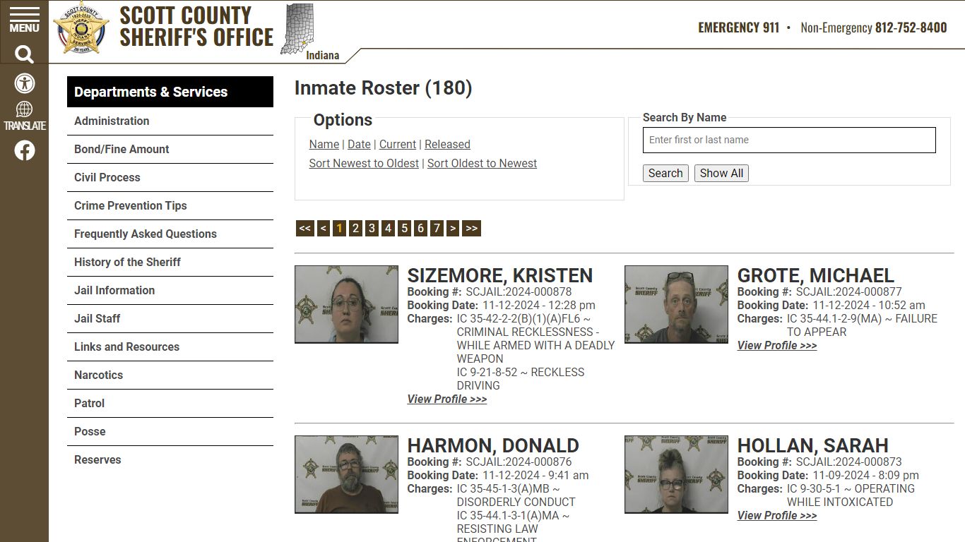 Inmate Roster (188) - Scott County Sheriff